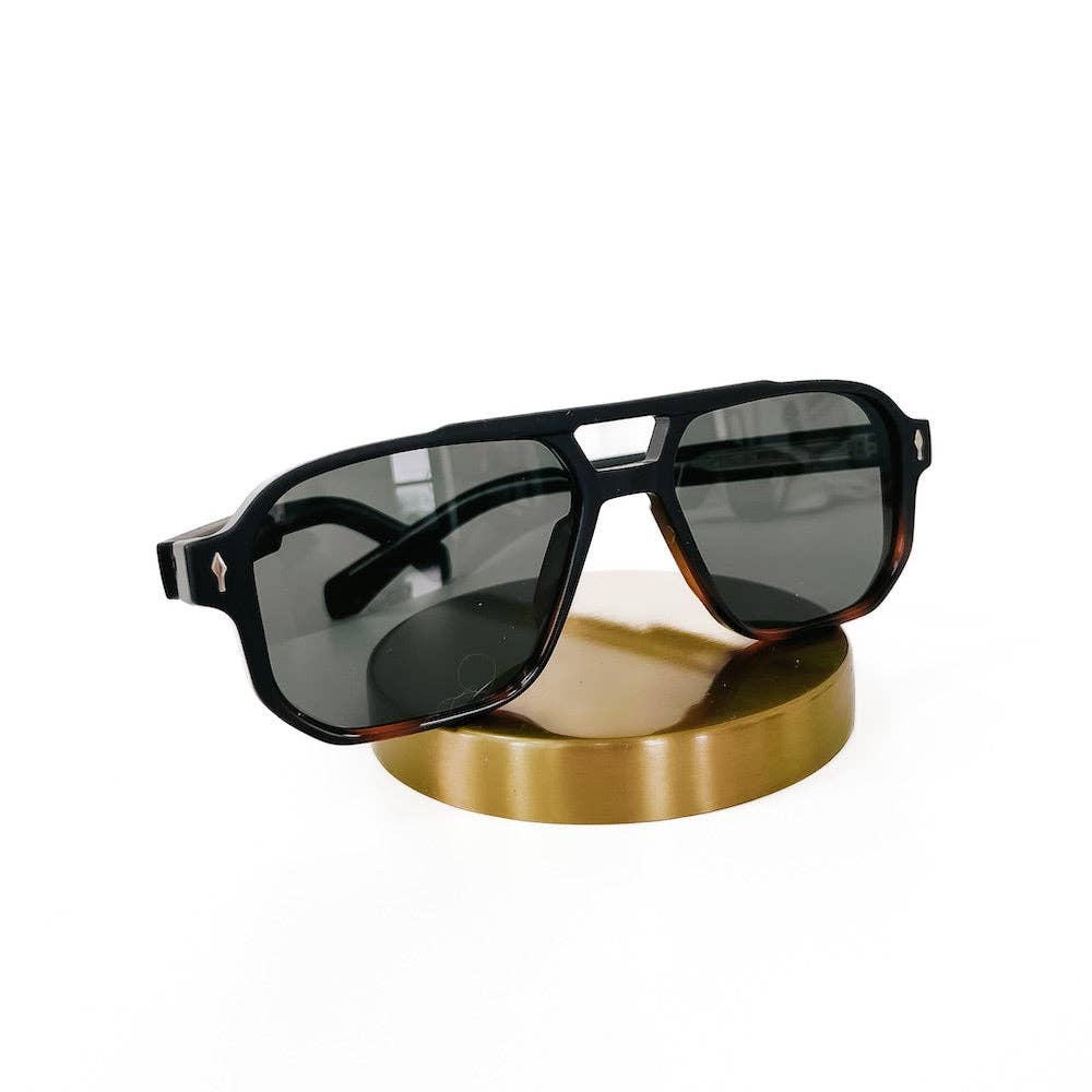 Maverick Matte Double Bridge Aviator Sunglasses: Tortoise