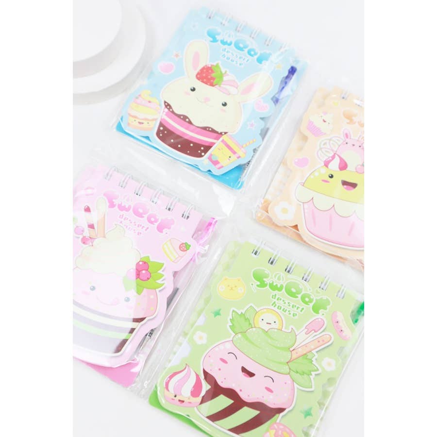 Cup Cake Print Notebook with Pen: MIX COLOR / ONE