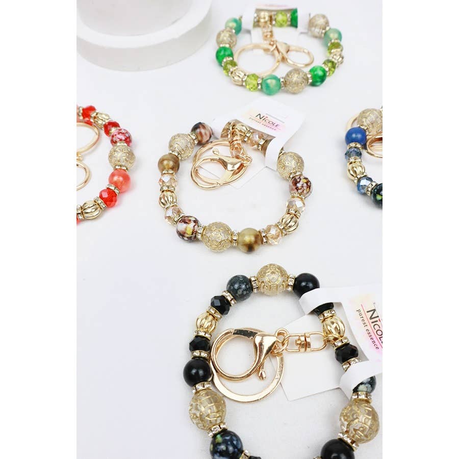 Colorful Beaded Wristlet Key RIng: MIX COLOR / ONE