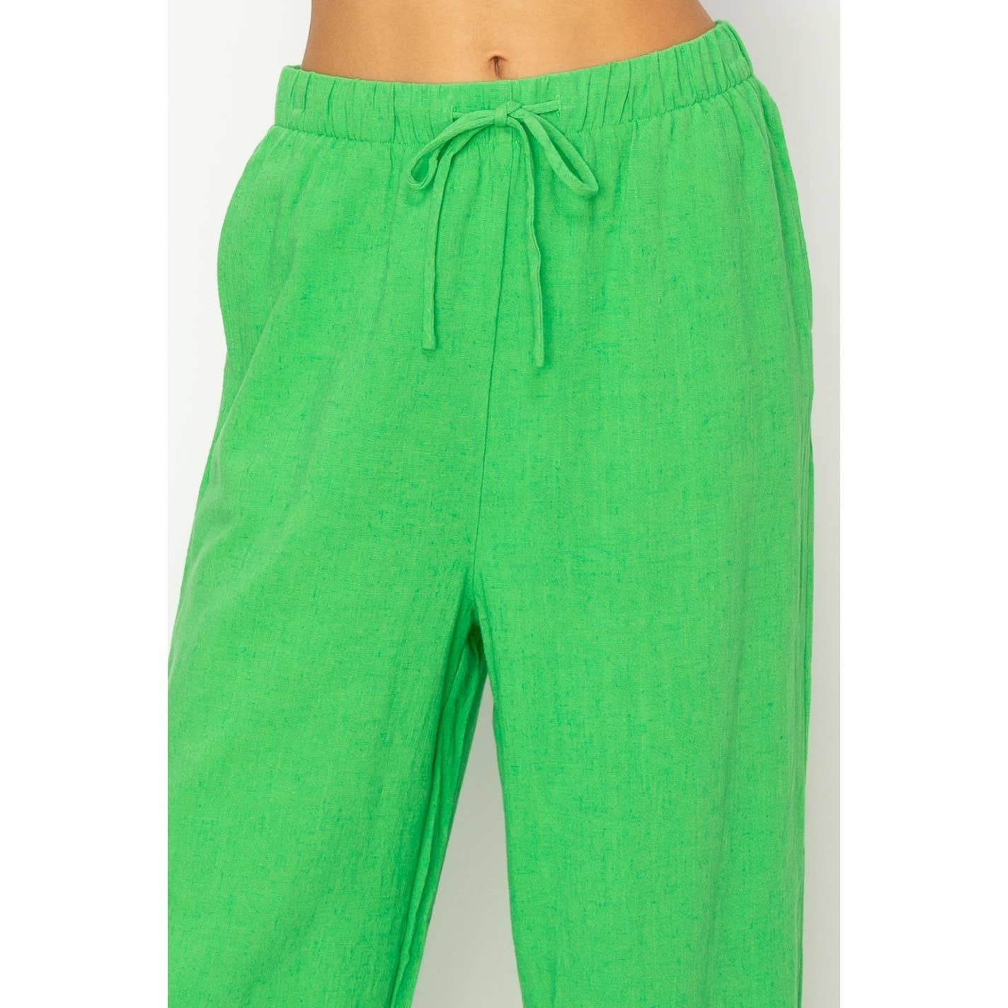 DZ24C153-LINEN WIDE LEG PANTS: S / CREAM