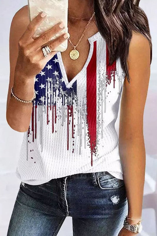 KENTCE- V-neck National Flag Printed Tank Top