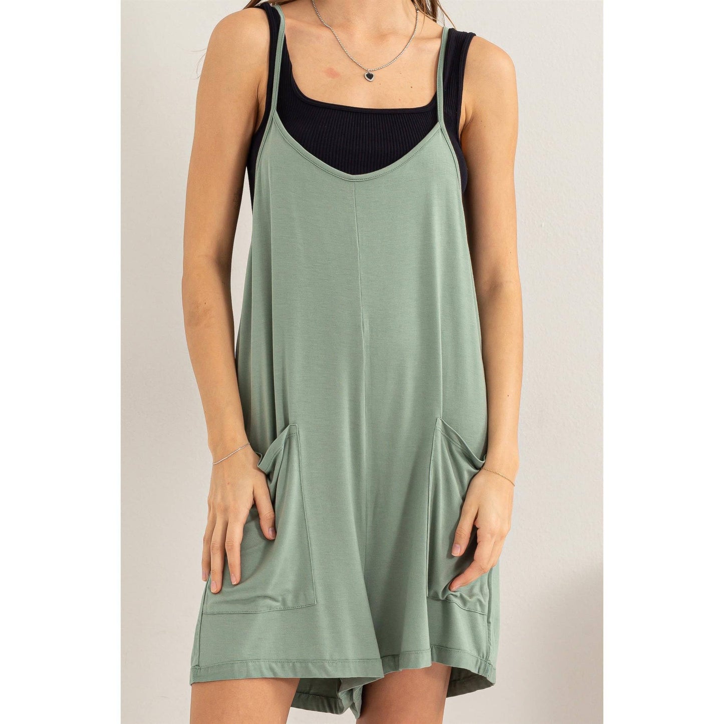 HF24E140-PATCH POCKET JERSEY ROMPER: PAMPAS YELLOW / L