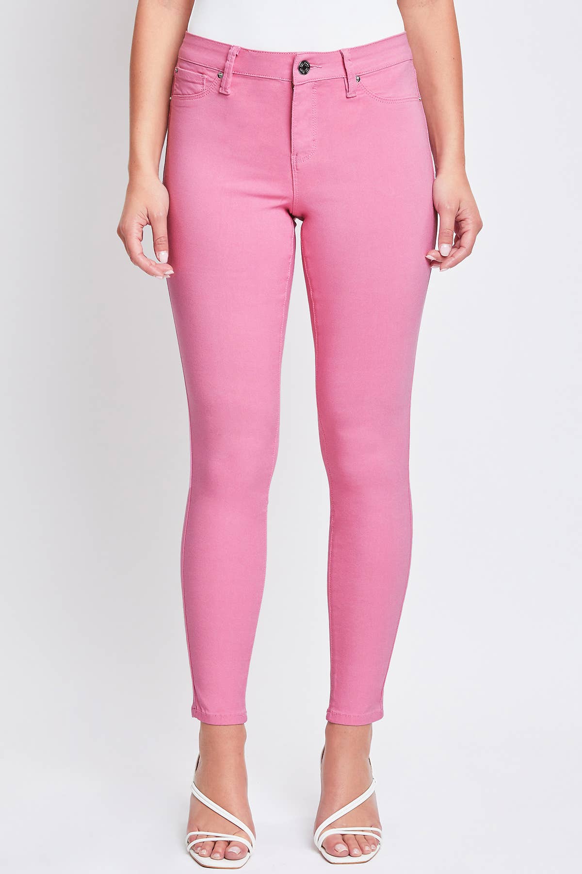 Hyperstretch Mid-Rise Skinny Jean: XL / Junior / Shell Pink