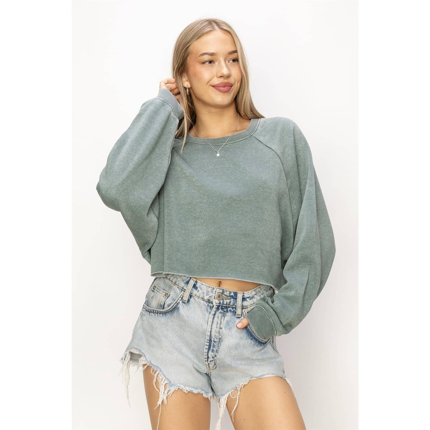 DZ24C251-LAID BACK CROP SWEATSHIRT: L / WATERMELON