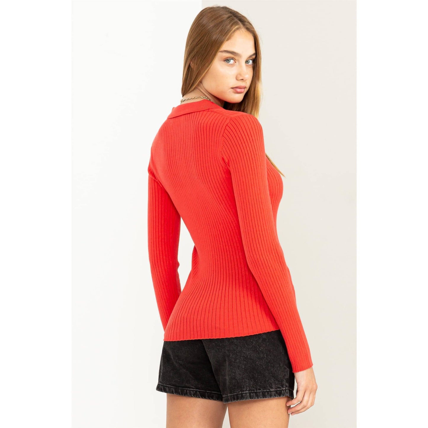 SPEAK CHIC RIBBED COLLARED CARDIGAN: CREAM / M