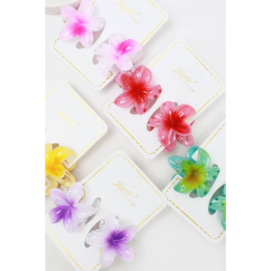 Ombre Plumeria Flowers Hair Claw: MIX COLOR / ONE
