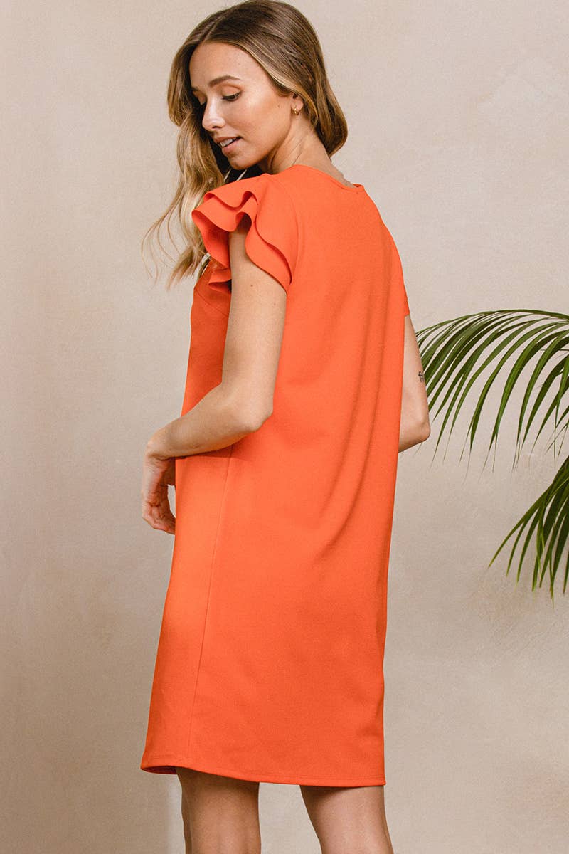 Plus_ Ruffle Sleeve Tunic Dress / PDY3798: 1XL-2XL-3XL (3-2-1) / BLACK