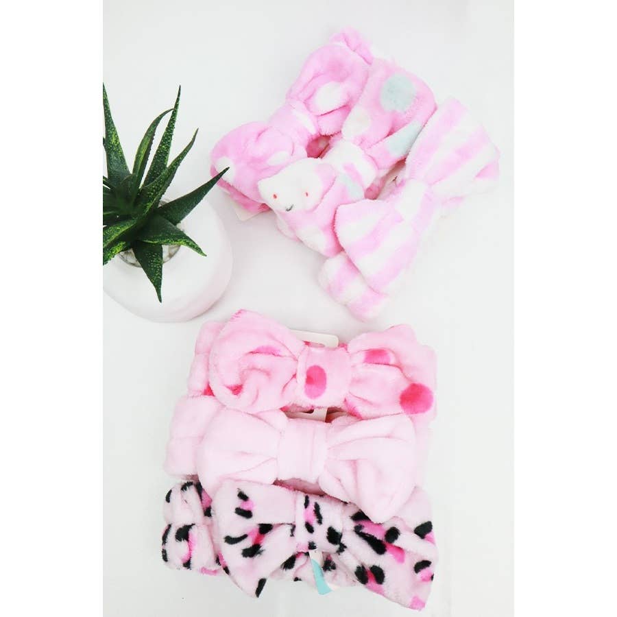 Assorted Print Beauty Spa Bow Headband: MIX COLOR / ONE