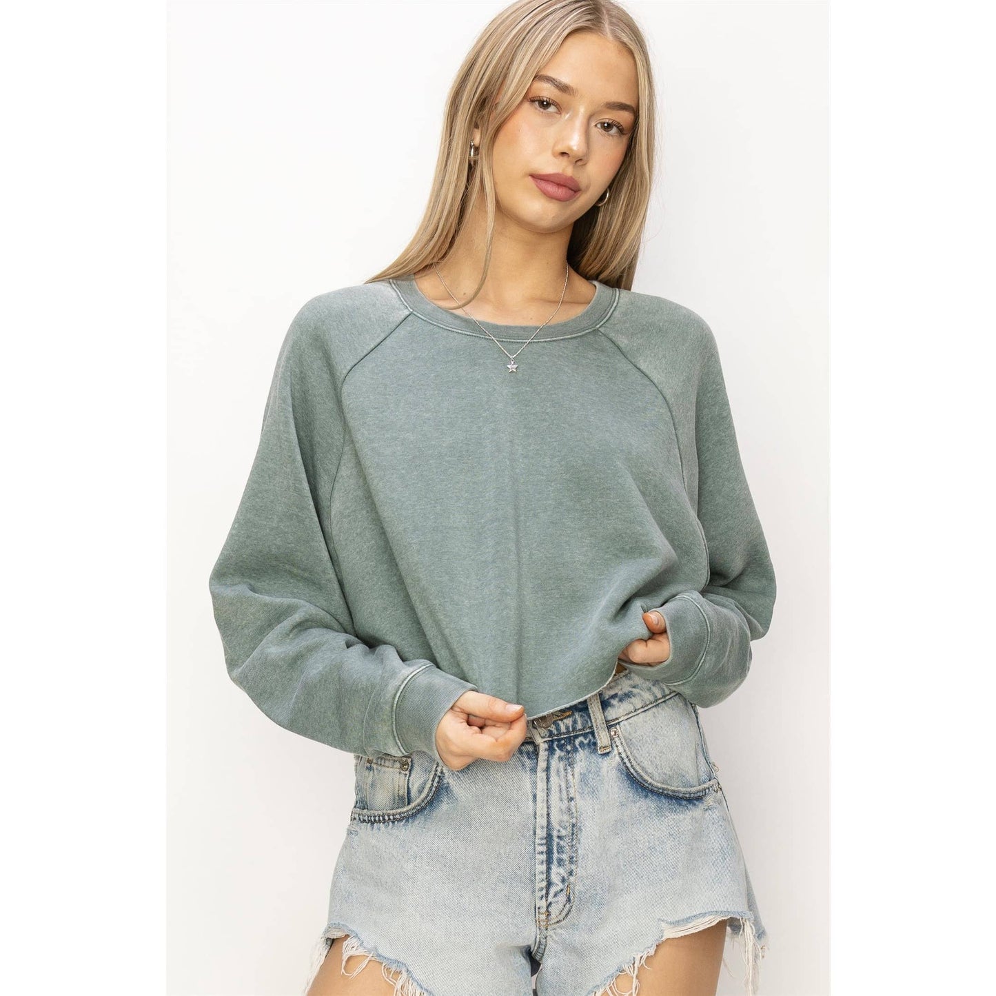DZ24C251-LAID BACK CROP SWEATSHIRT: L / WATERMELON