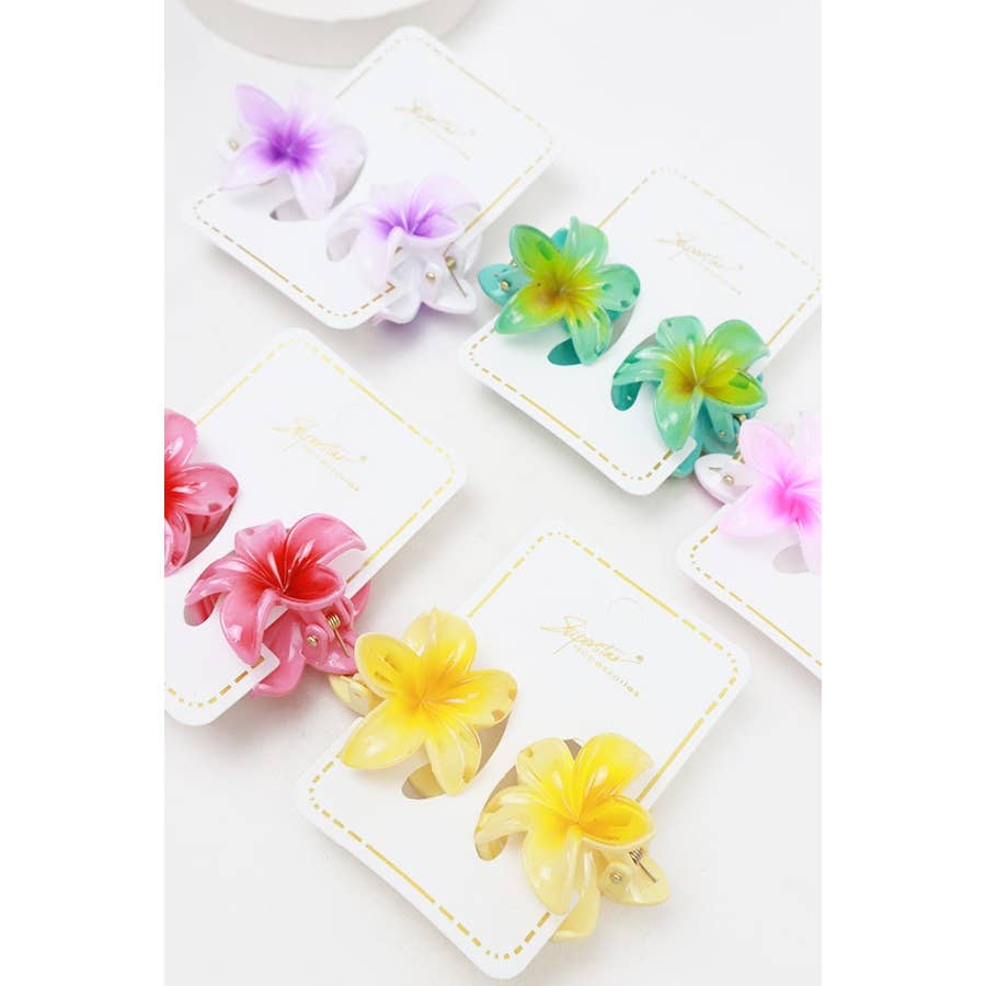 Ombre Plumeria Flowers Hair Claw: MIX COLOR / ONE