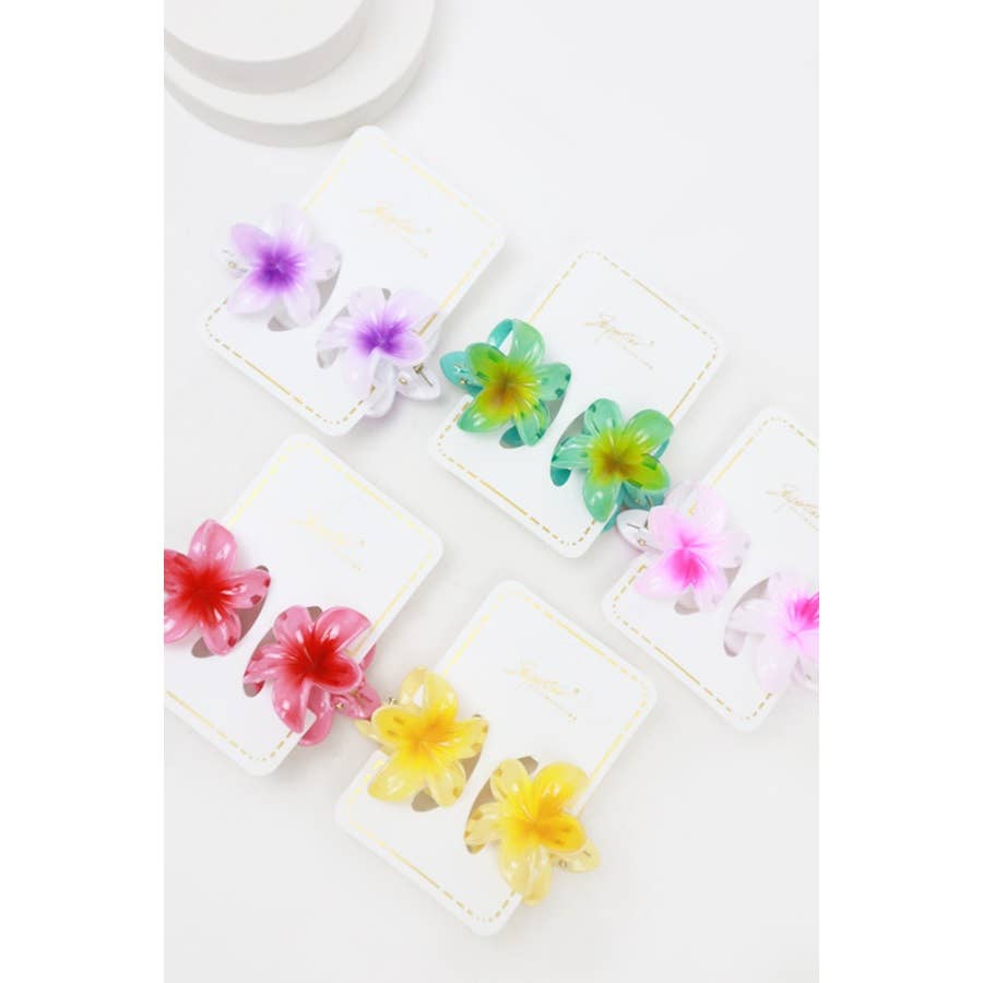 Ombre Plumeria Flowers Hair Claw: MIX COLOR / ONE