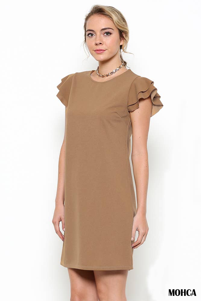 Plus_ Ruffle Sleeve Tunic Dress / PDY3798: 1XL-2XL-3XL (3-2-1) / BLACK