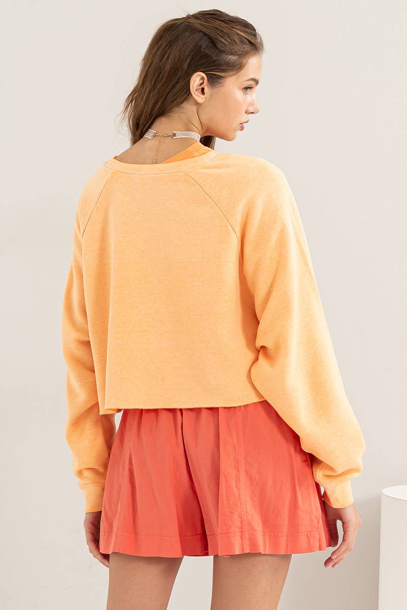 DZ24C251-LAID BACK CROP SWEATSHIRT: L / WATERMELON