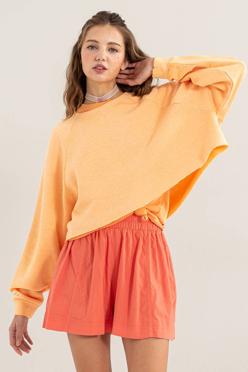 DZ24C251-LAID BACK CROP SWEATSHIRT: L / WATERMELON