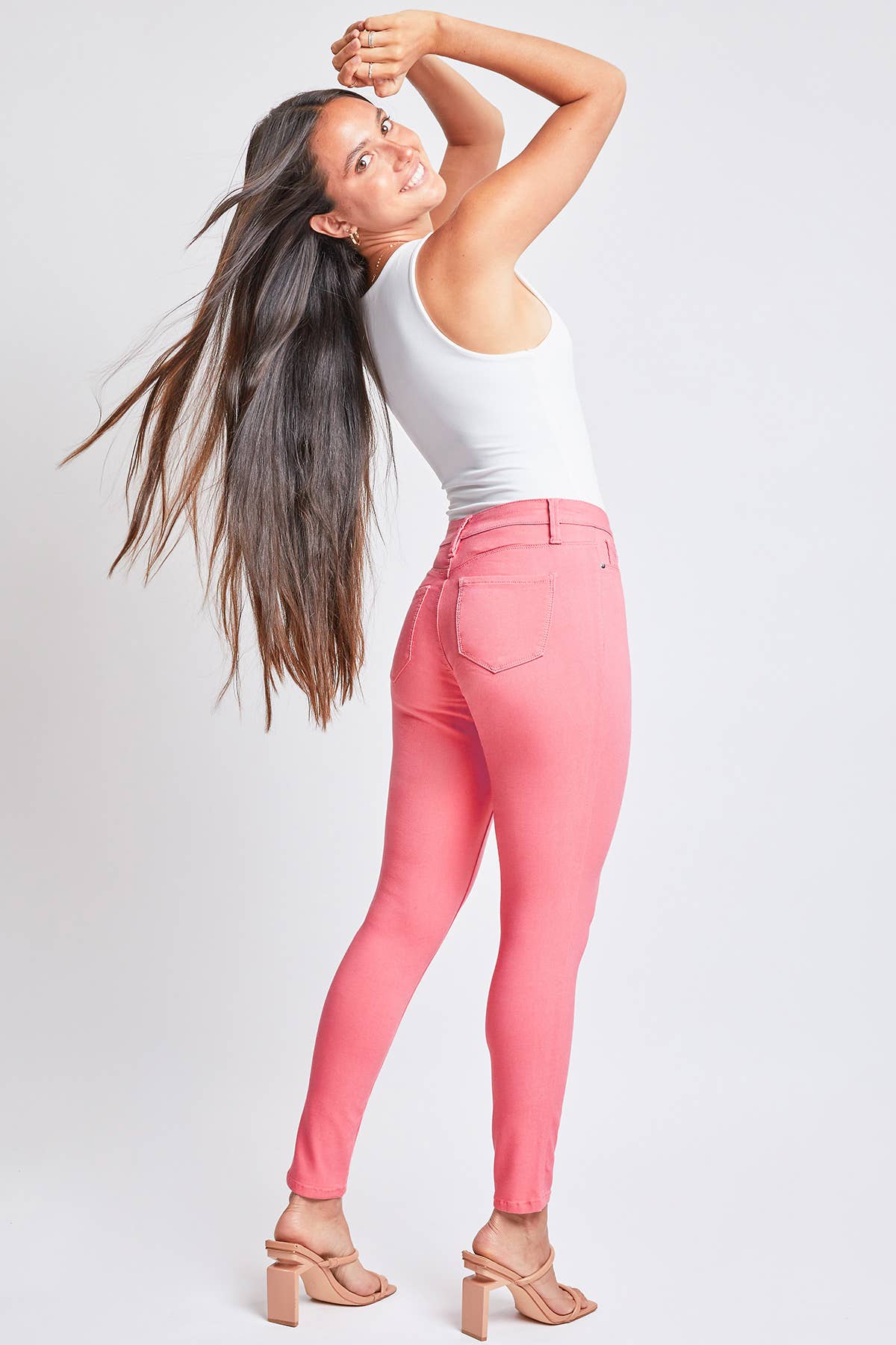 Hyperstretch Mid-Rise Skinny Jean: XL / Junior / Shell Pink
