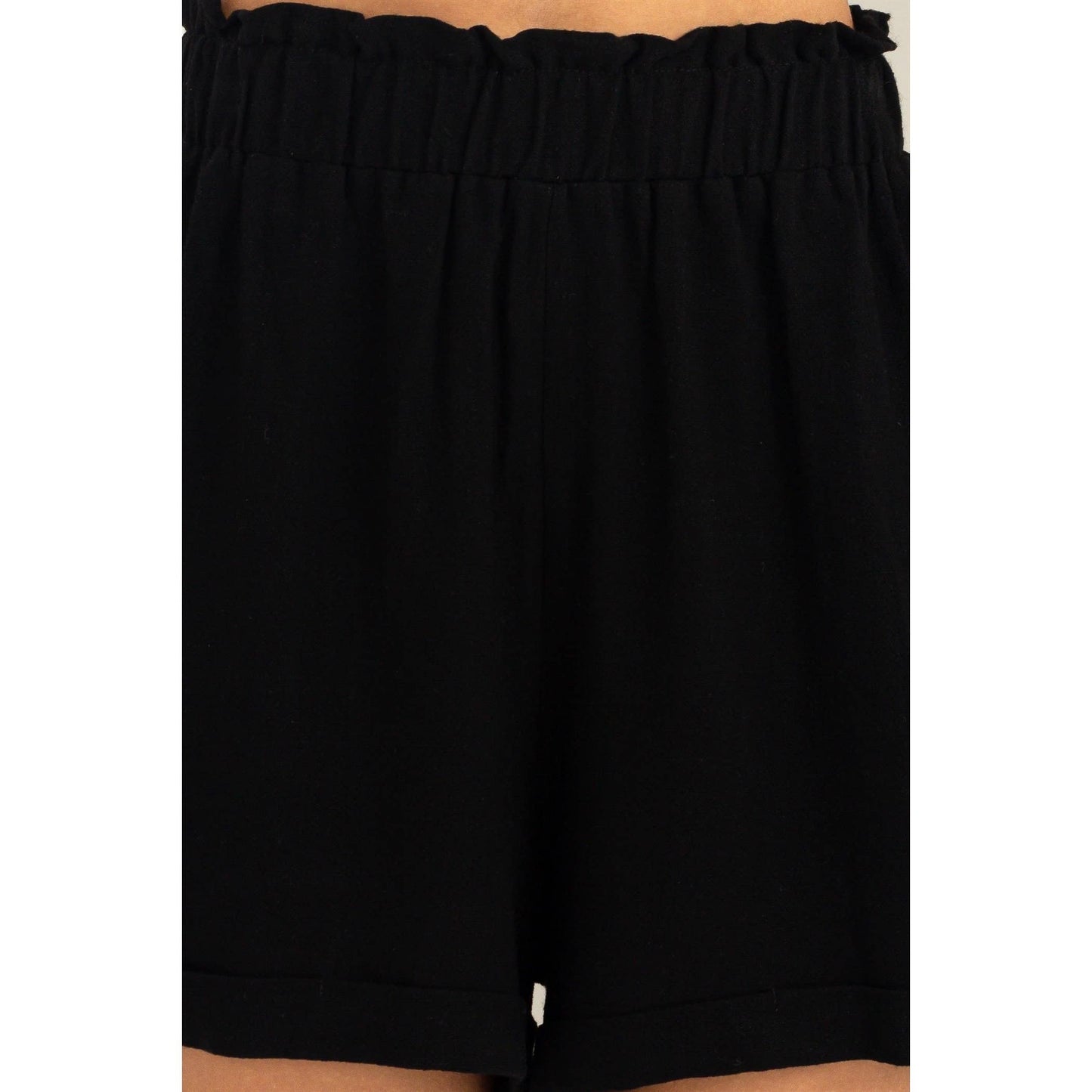 HF23A770-HIGH-WAISTED SHORTS: BLACK / L