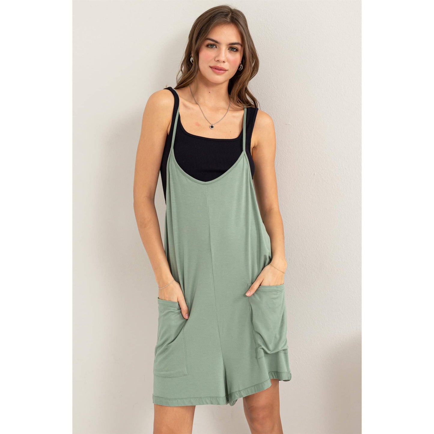 HF24E140-PATCH POCKET JERSEY ROMPER: PAMPAS YELLOW / L