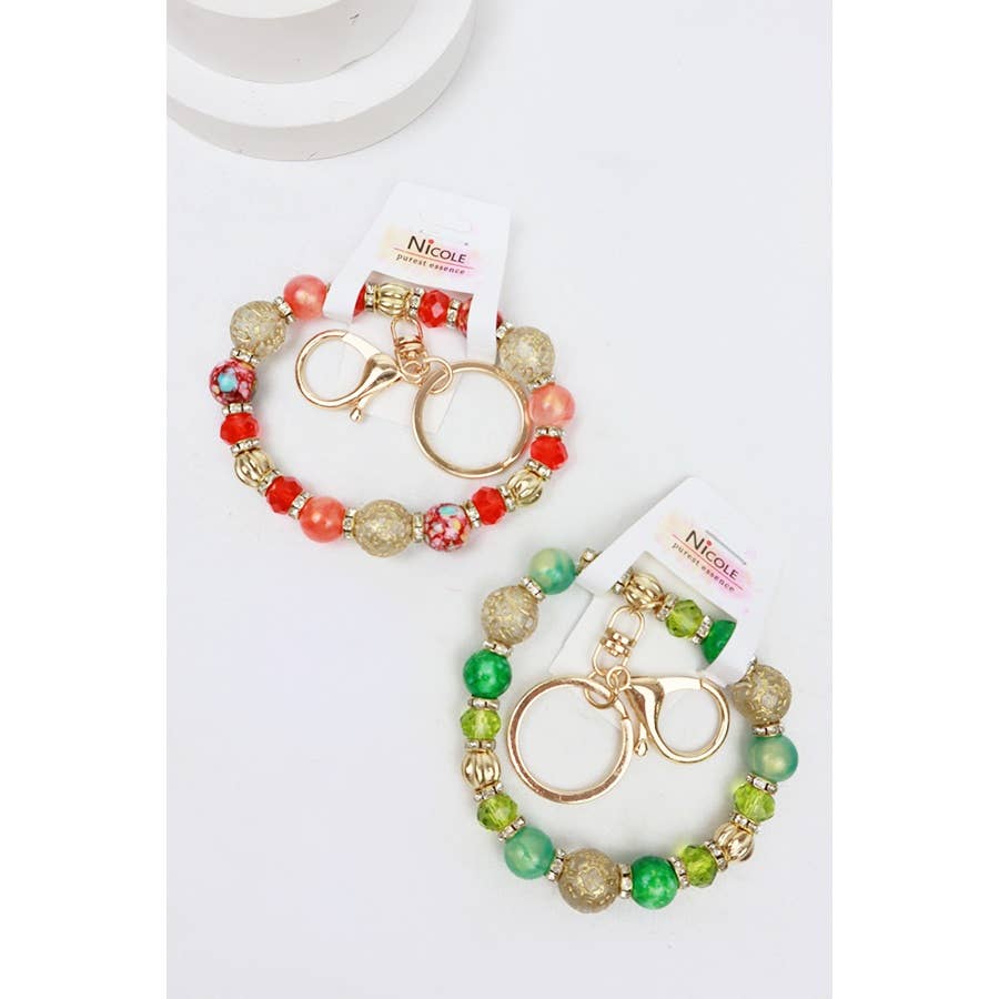 Colorful Beaded Wristlet Key RIng: MIX COLOR / ONE