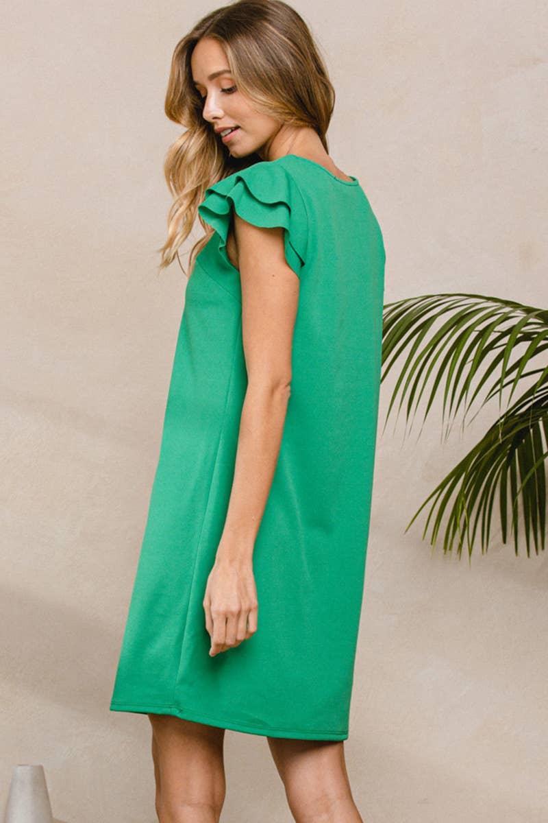 Plus_ Ruffle Sleeve Tunic Dress / PDY3798: 1XL-2XL-3XL (3-2-1) / BLACK
