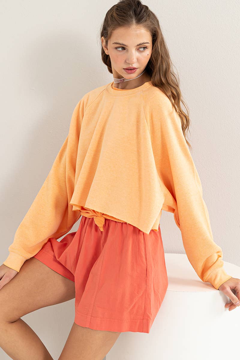 DZ24C251-LAID BACK CROP SWEATSHIRT: L / WATERMELON