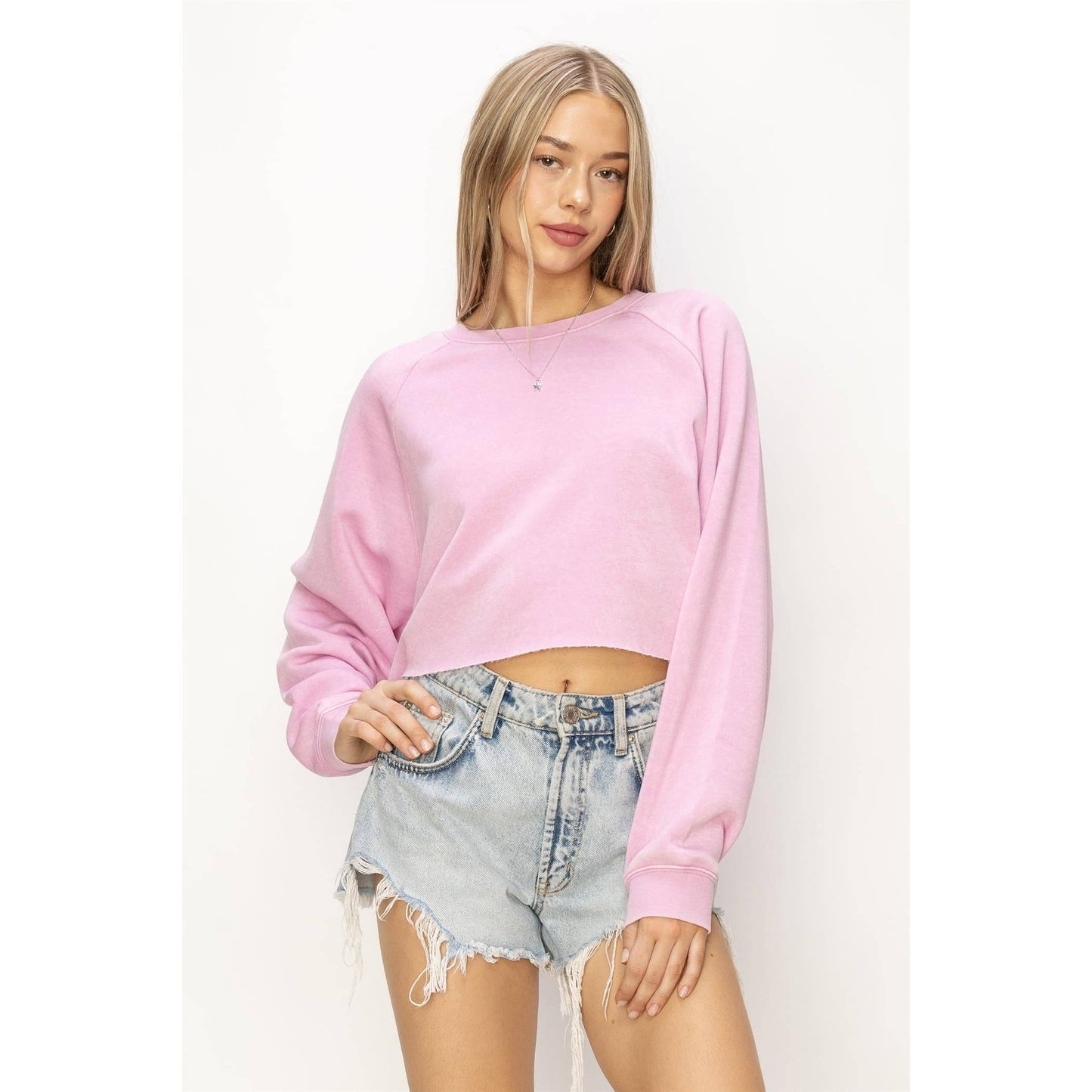 DZ24C251-LAID BACK CROP SWEATSHIRT: L / WATERMELON