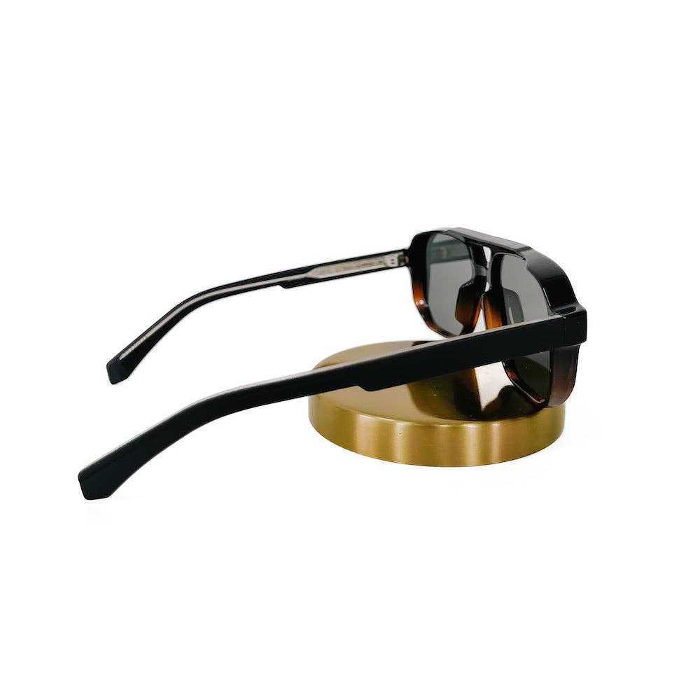 Maverick Matte Double Bridge Aviator Sunglasses: Tortoise