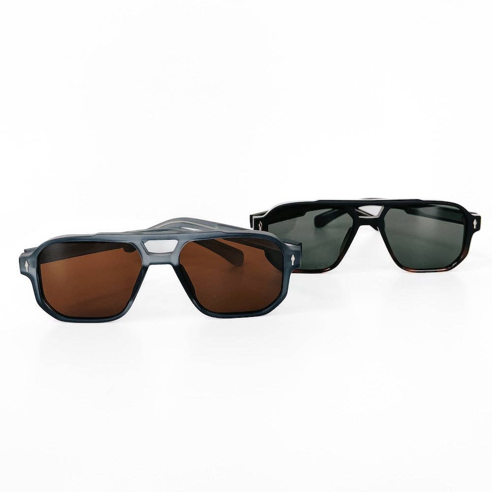 Maverick Matte Double Bridge Aviator Sunglasses: Tortoise