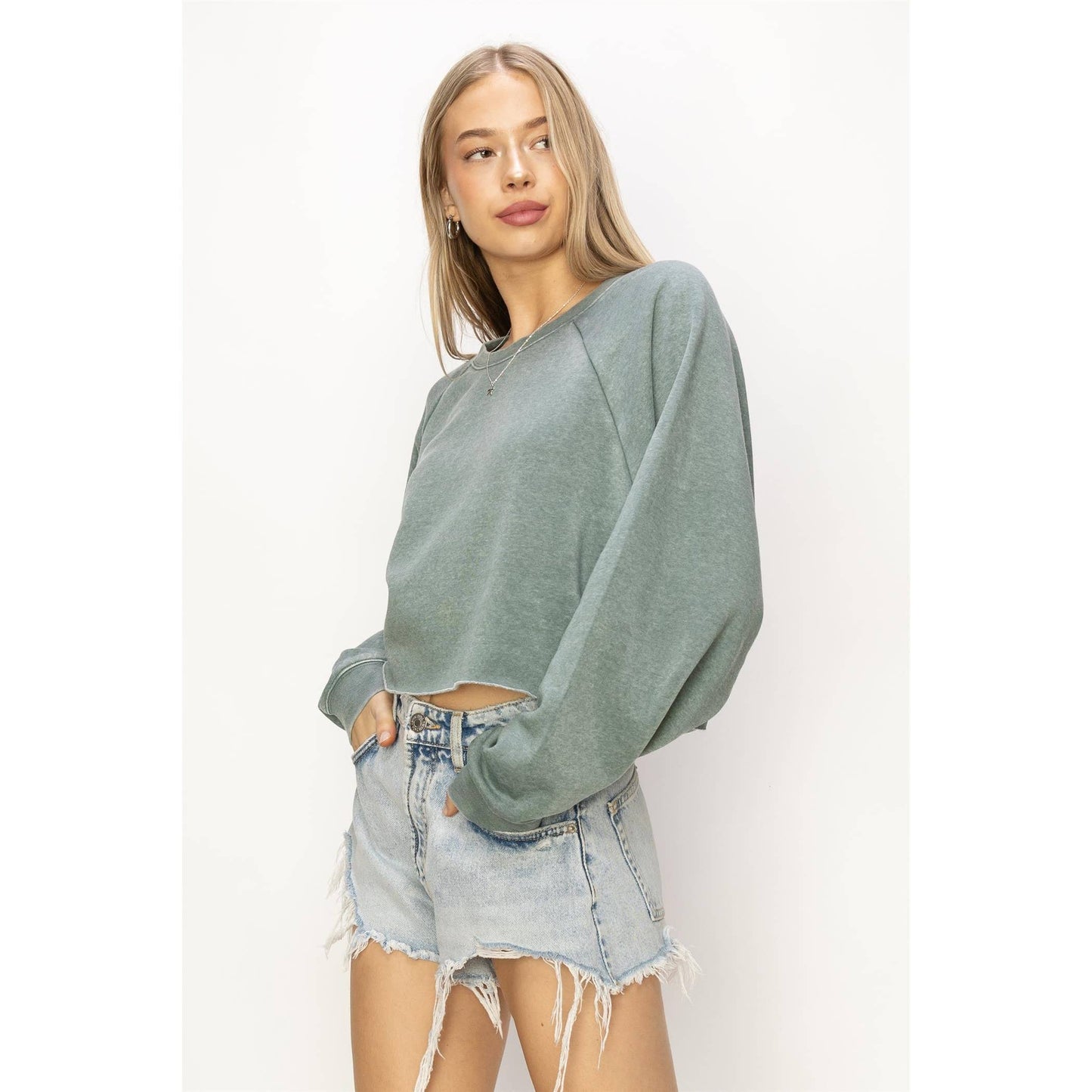 DZ24C251-LAID BACK CROP SWEATSHIRT: L / WATERMELON