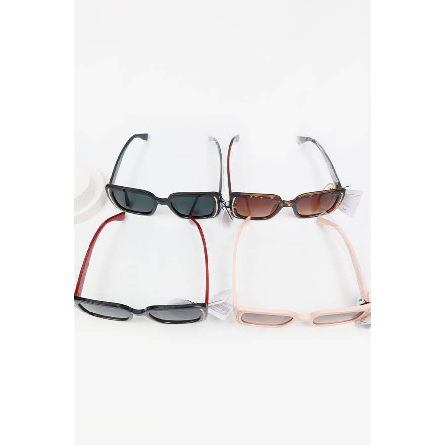 Rhinestone Trim Rectangle Sunglasses: MIX COLOR / ONE