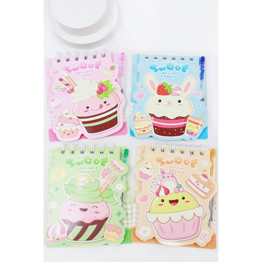 Cup Cake Print Notebook with Pen: MIX COLOR / ONE