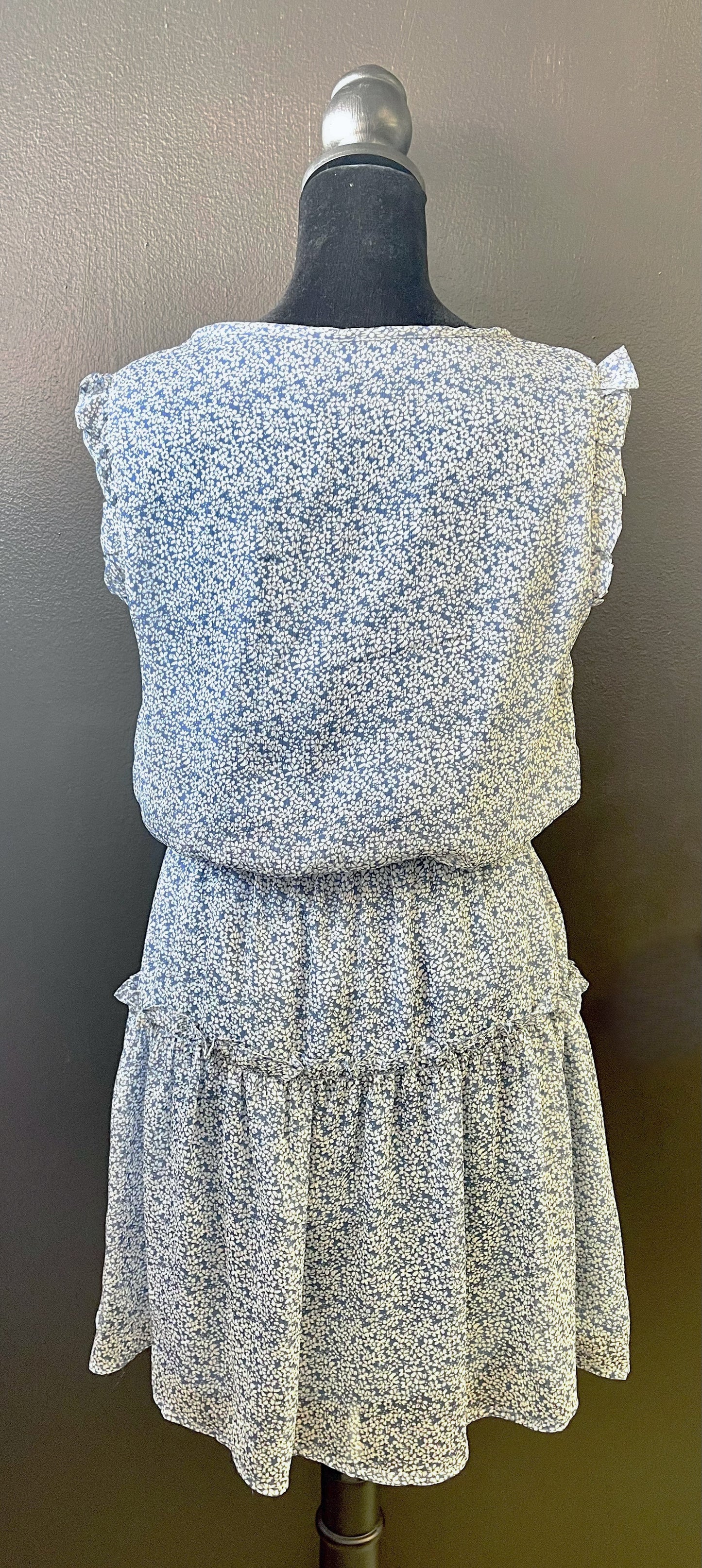 PAPER CRANE- Floral Print Ruffled Sleeveless Dress