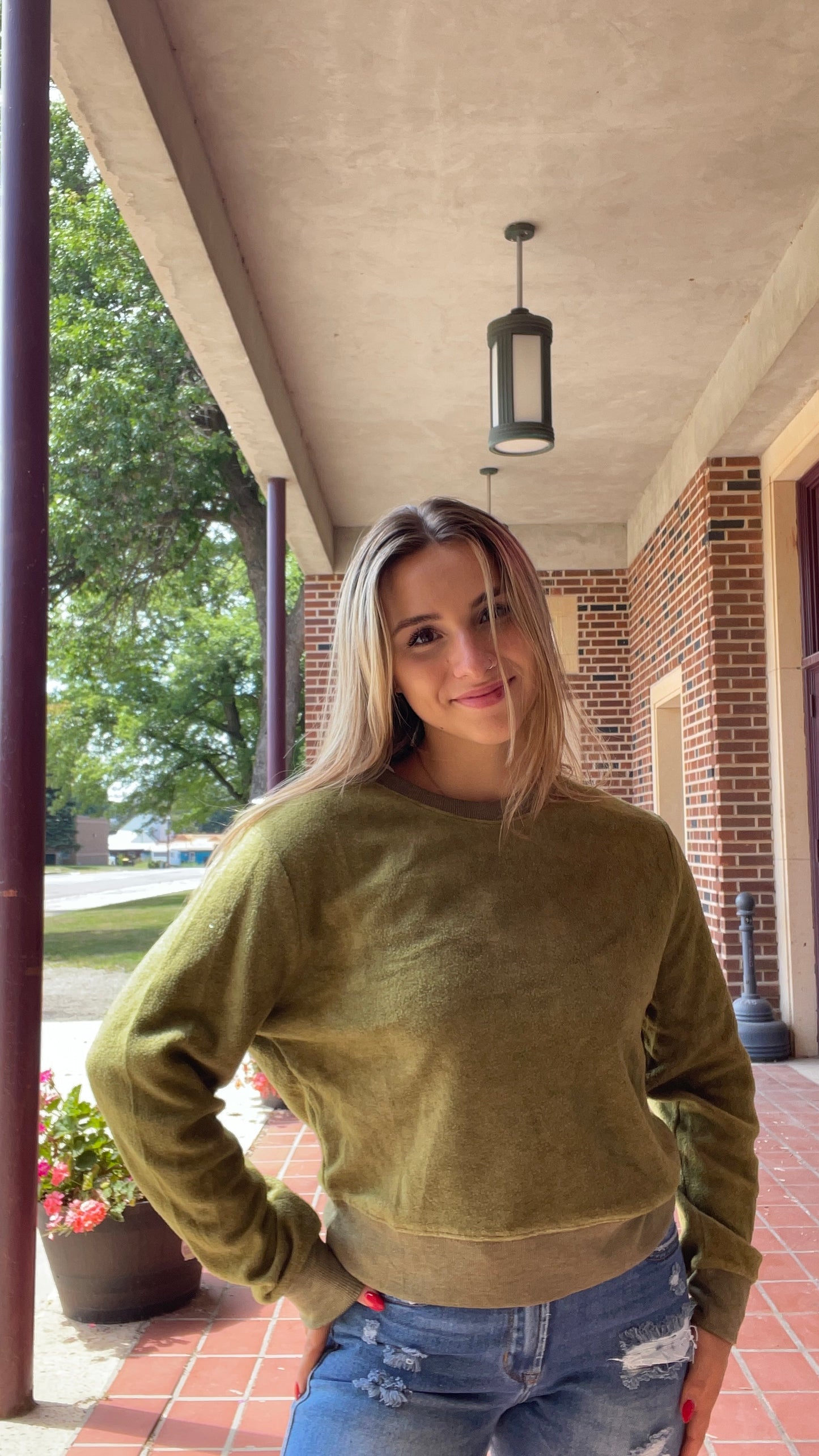 DOUBLE ZERO- Green Crewneck