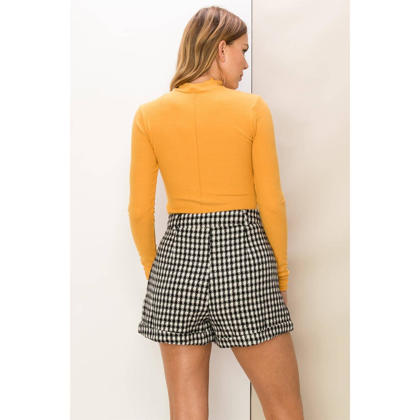 EFFORTLESS STYLE RIBBED KNIT HIGH NECK TOP: BLUE / L