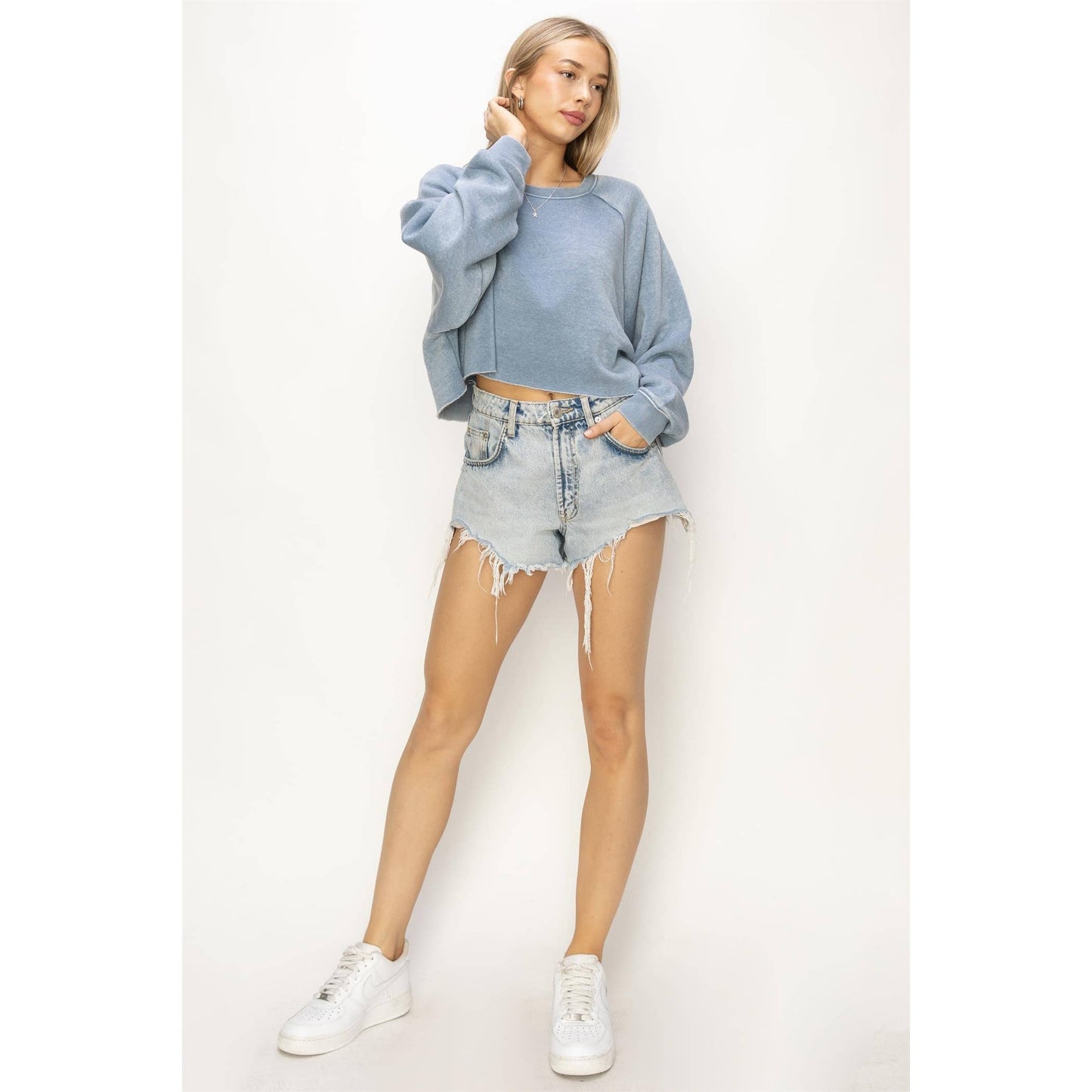 DZ24C251-LAID BACK CROP SWEATSHIRT: L / WATERMELON