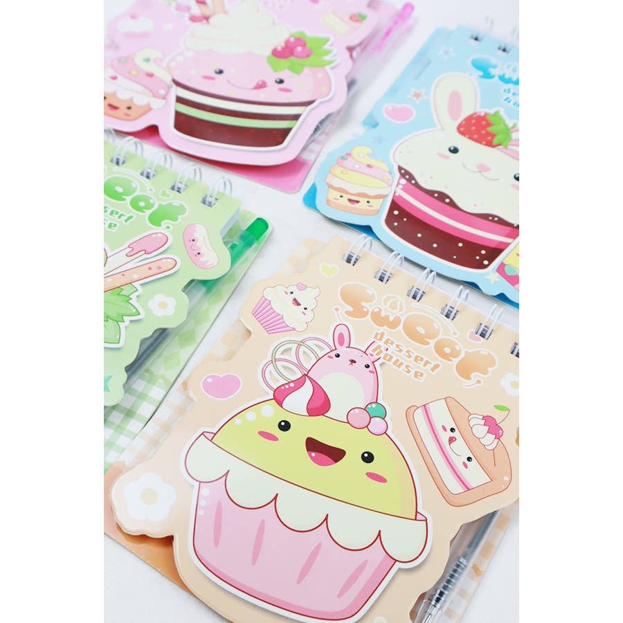 Cup Cake Print Notebook with Pen: MIX COLOR / ONE