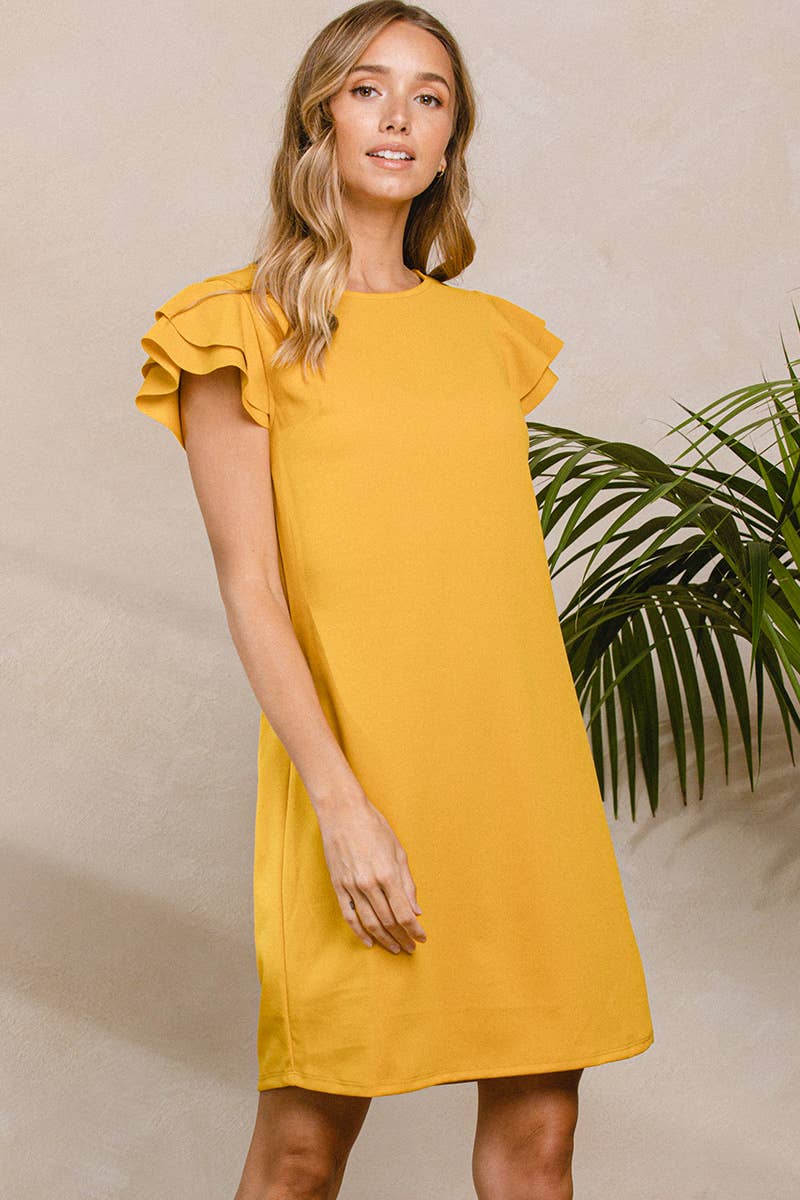 Plus_ Ruffle Sleeve Tunic Dress / PDY3798: 1XL-2XL-3XL (3-2-1) / BLACK