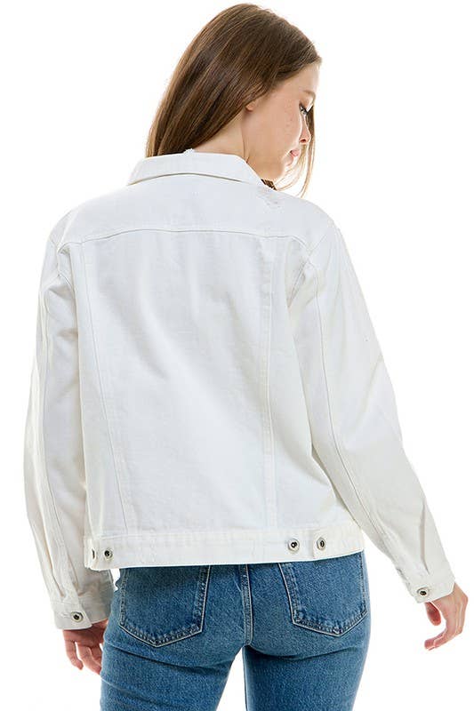 LADY CASUAL COTTON DENIM JEAN JACKET (OPEN PACK): 100% Cotton / M / Light Blue