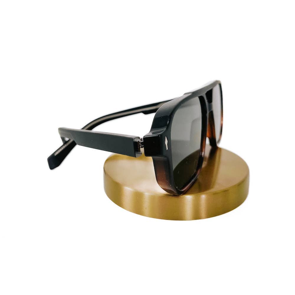 Maverick Matte Double Bridge Aviator Sunglasses: Tortoise