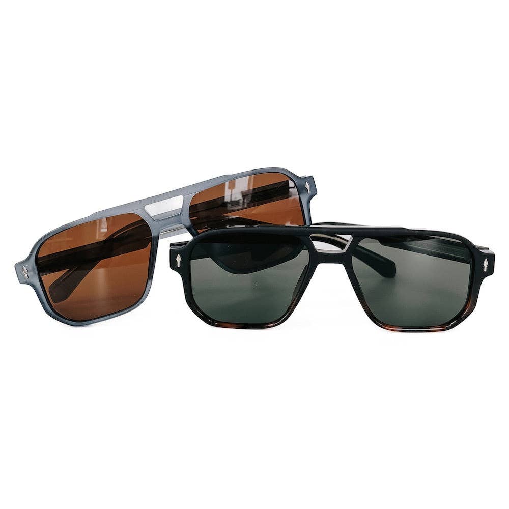 Maverick Matte Double Bridge Aviator Sunglasses: Tortoise