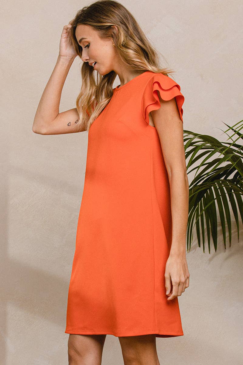 Plus_ Ruffle Sleeve Tunic Dress / PDY3798: 1XL-2XL-3XL (3-2-1) / BLACK