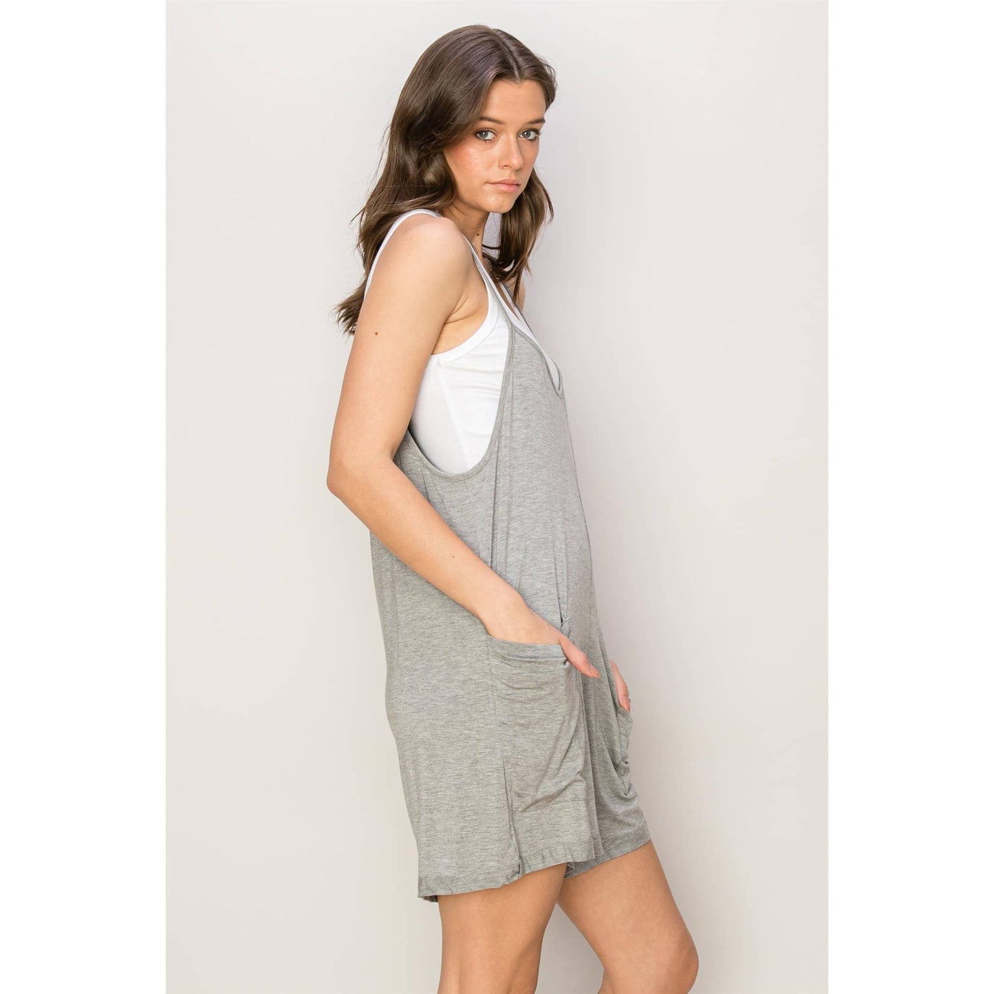 HF24E140-PATCH POCKET JERSEY ROMPER: PAMPAS YELLOW / L