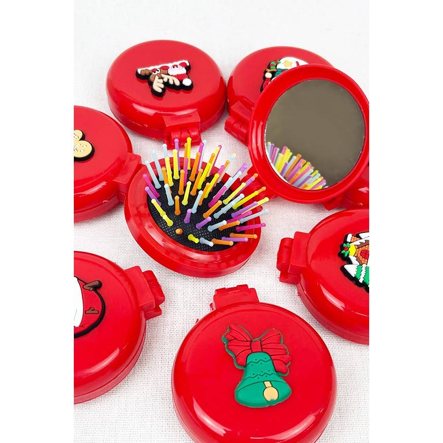 Christmas Theme Round Mirror with Pop Up Brush: MIX COLOR / ONE