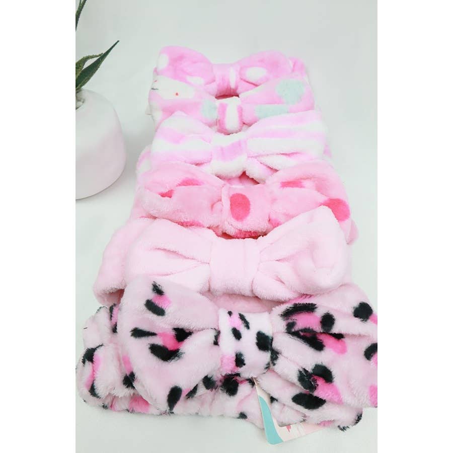 Assorted Print Beauty Spa Bow Headband: MIX COLOR / ONE