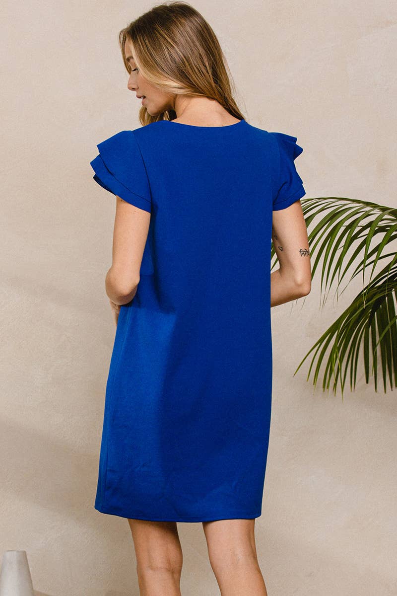 Plus_ Ruffle Sleeve Tunic Dress / PDY3798: 1XL-2XL-3XL (3-2-1) / BLACK