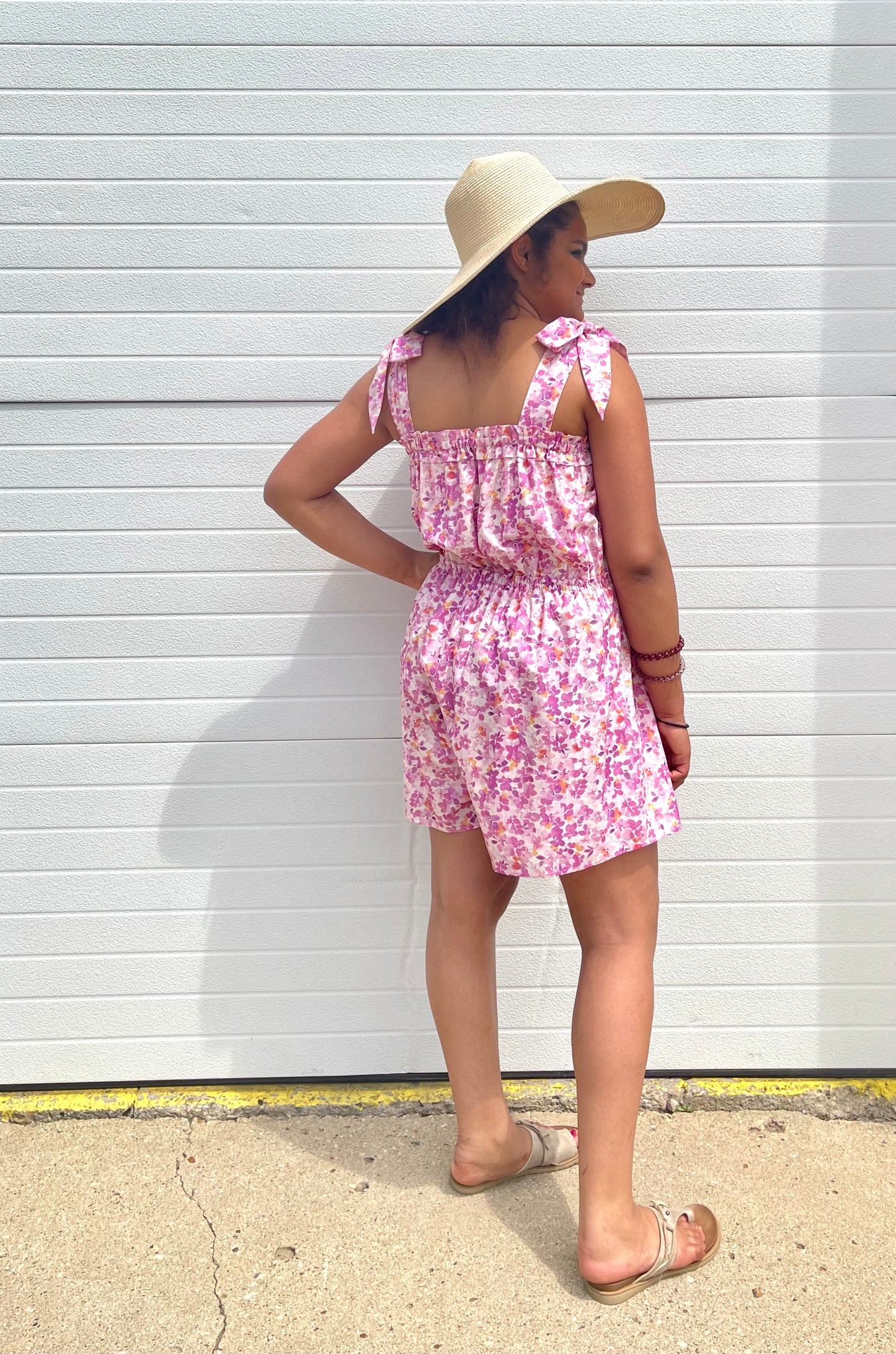 WHITE BIRCH- Tie Shoulder Romper