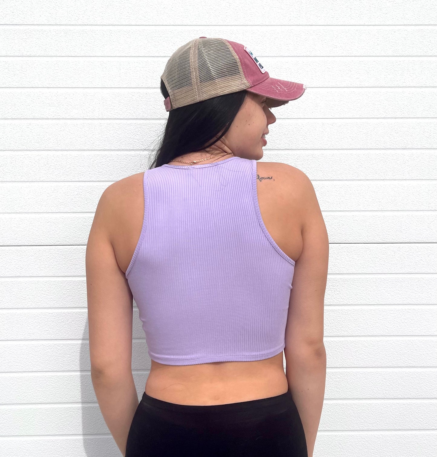 TIMING- Ribbed Crop Halter Top