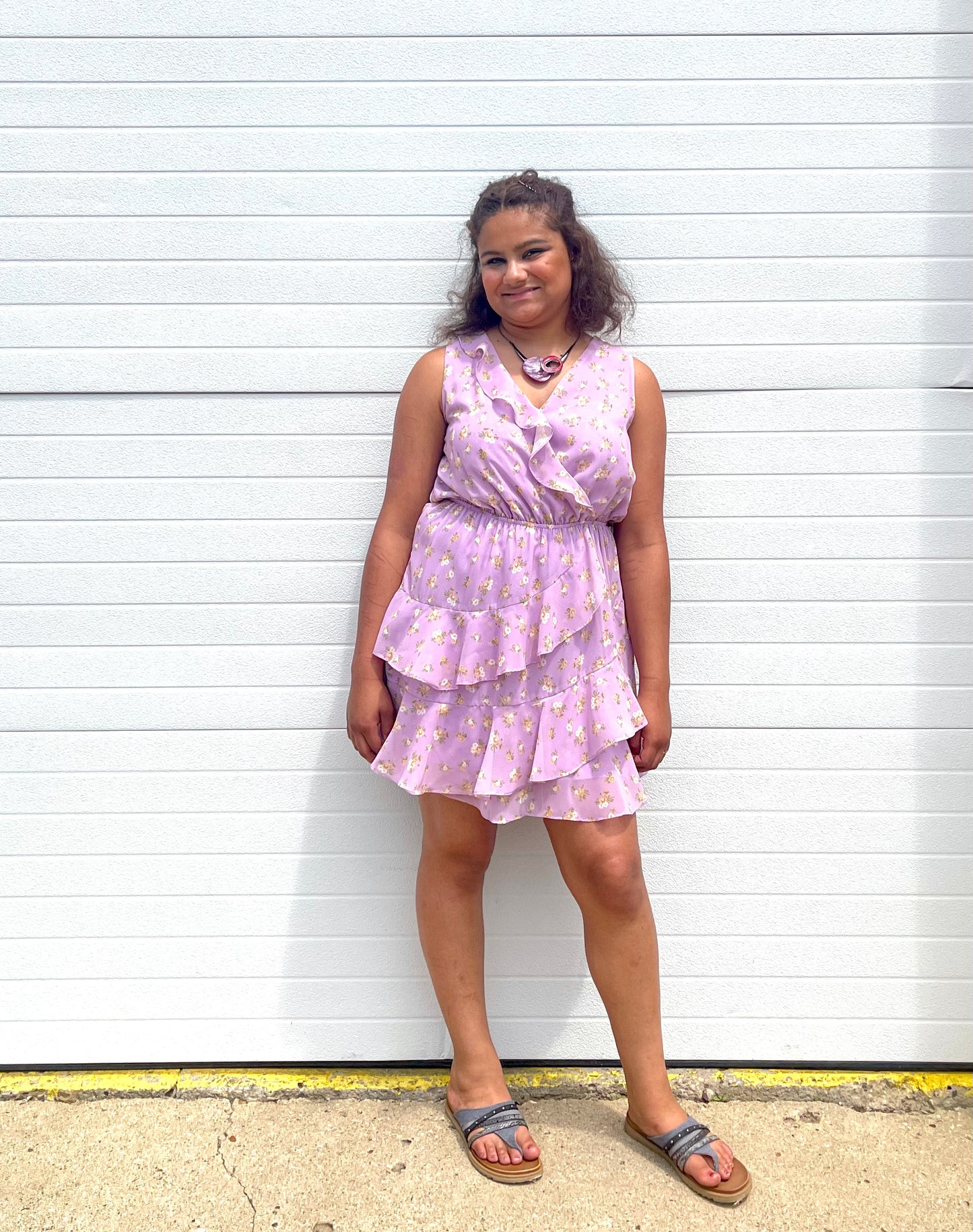 WHITE BIRCH- Tired Ruffle Floral Dress