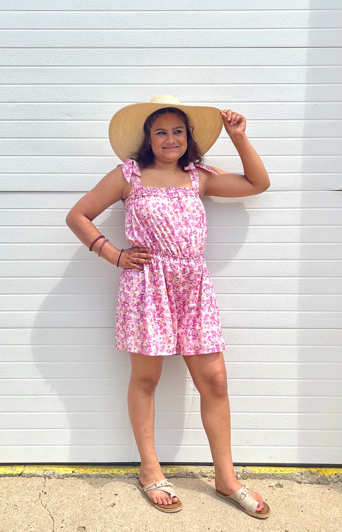 WHITE BIRCH- Tie Shoulder Romper