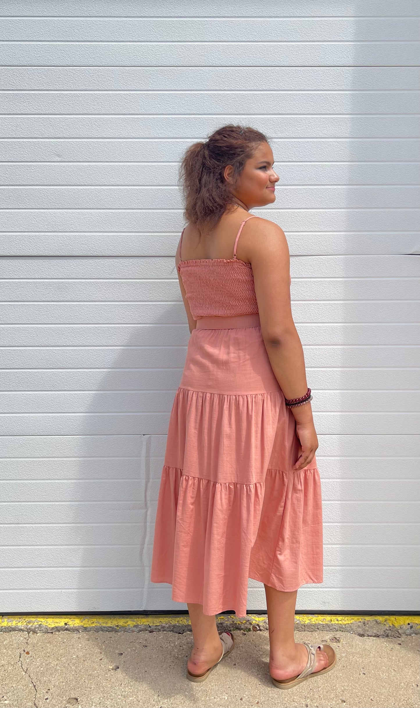 PAPER CRANE- Smocked Sleeveless Dress w/ Belt