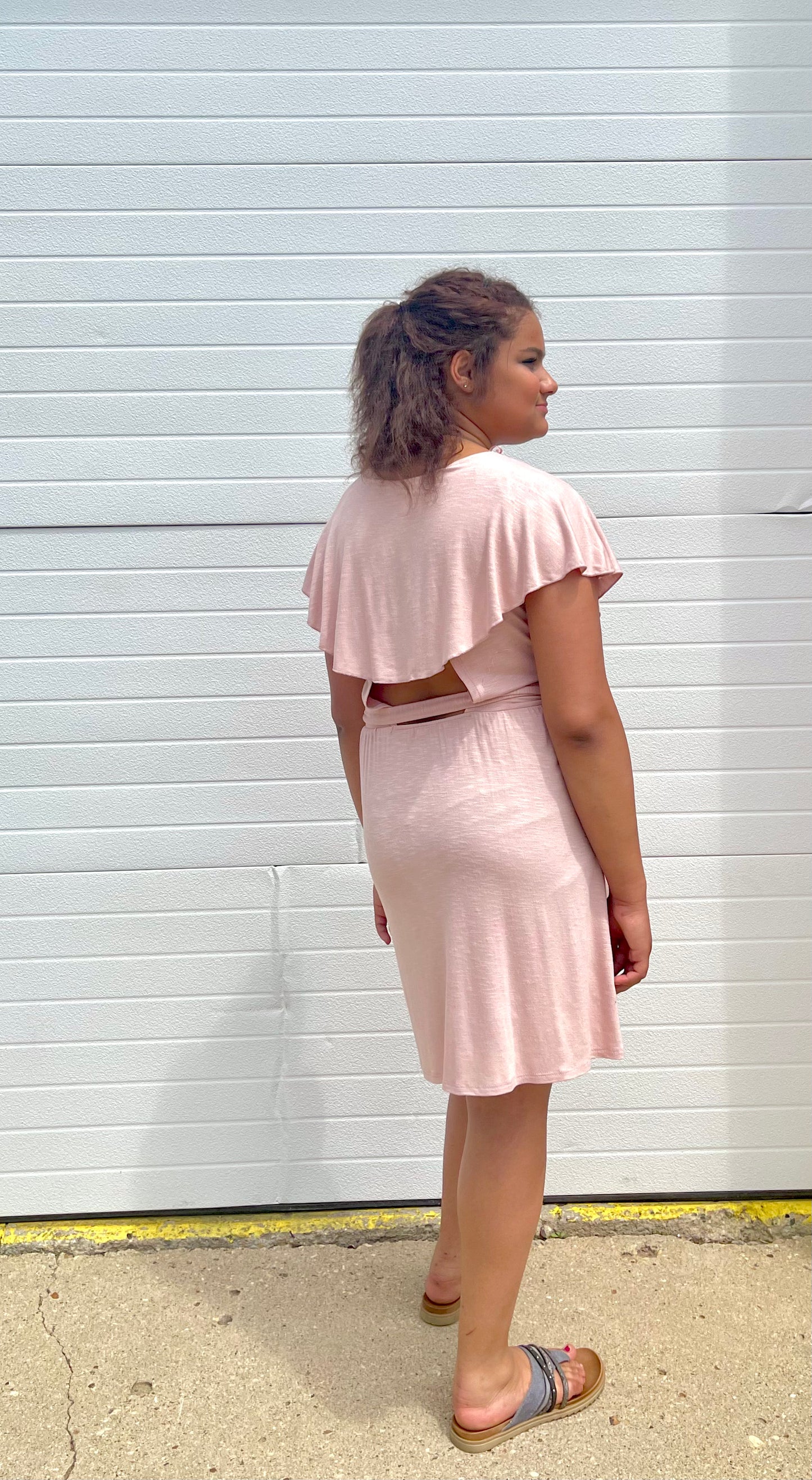 PAPER CRANE- Printed Jersey Shawl Collar Dress